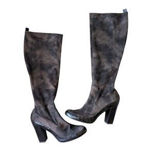 Donald J Pliner Chenia Expresso Brown Stretch Knee High Boots Size 8 Sock Heel